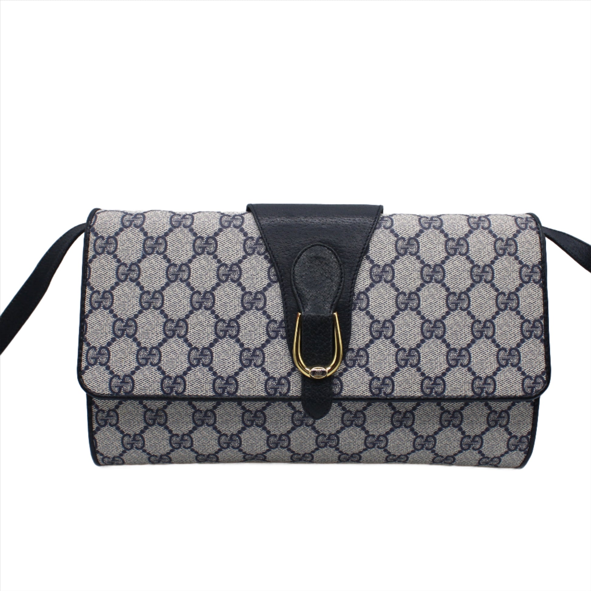Gucci Navy GG Canvas and Leather Convertible Clutch Crossbody Bag
