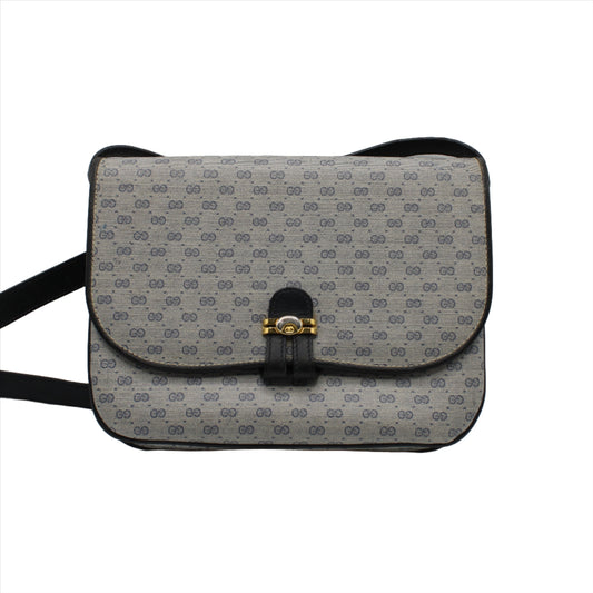 Gucci Navy Micro GG Supreme Canvas Flap Crossbody Bag Vintage