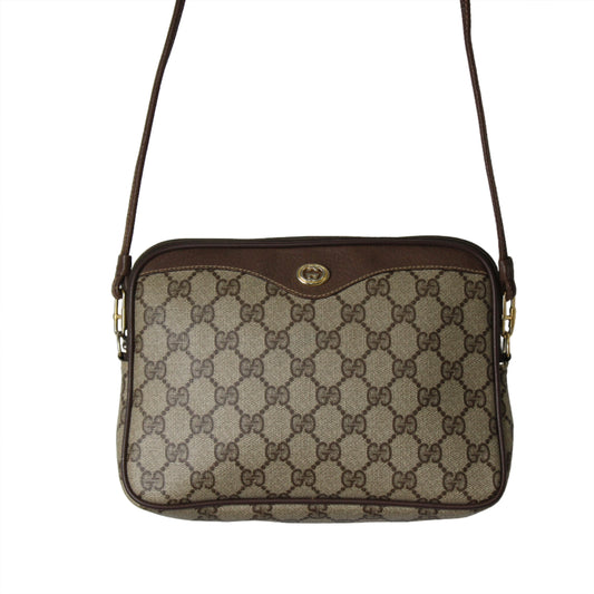 Gucci Ophidia GG Brown Crossbody Bag Leather Trim
