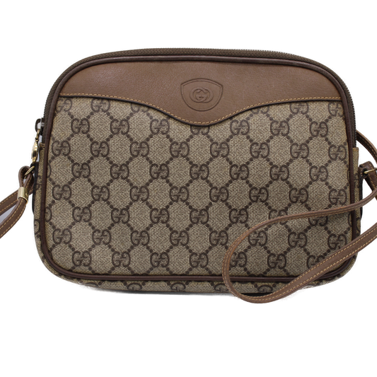 Gucci Ophidia GG Canvas Leather Trim Crossbody Bag