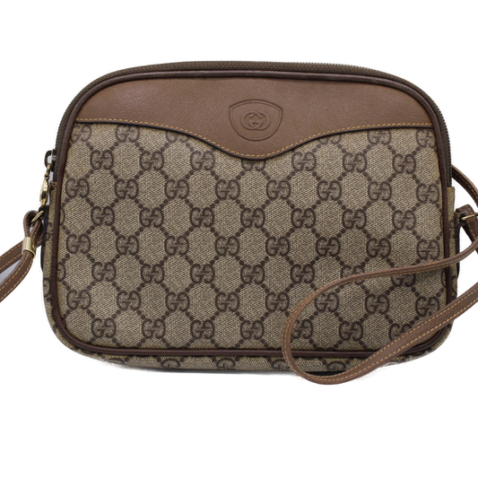 Gucci Ophidia GG Canvas Leather Trim Crossbody Bag 
