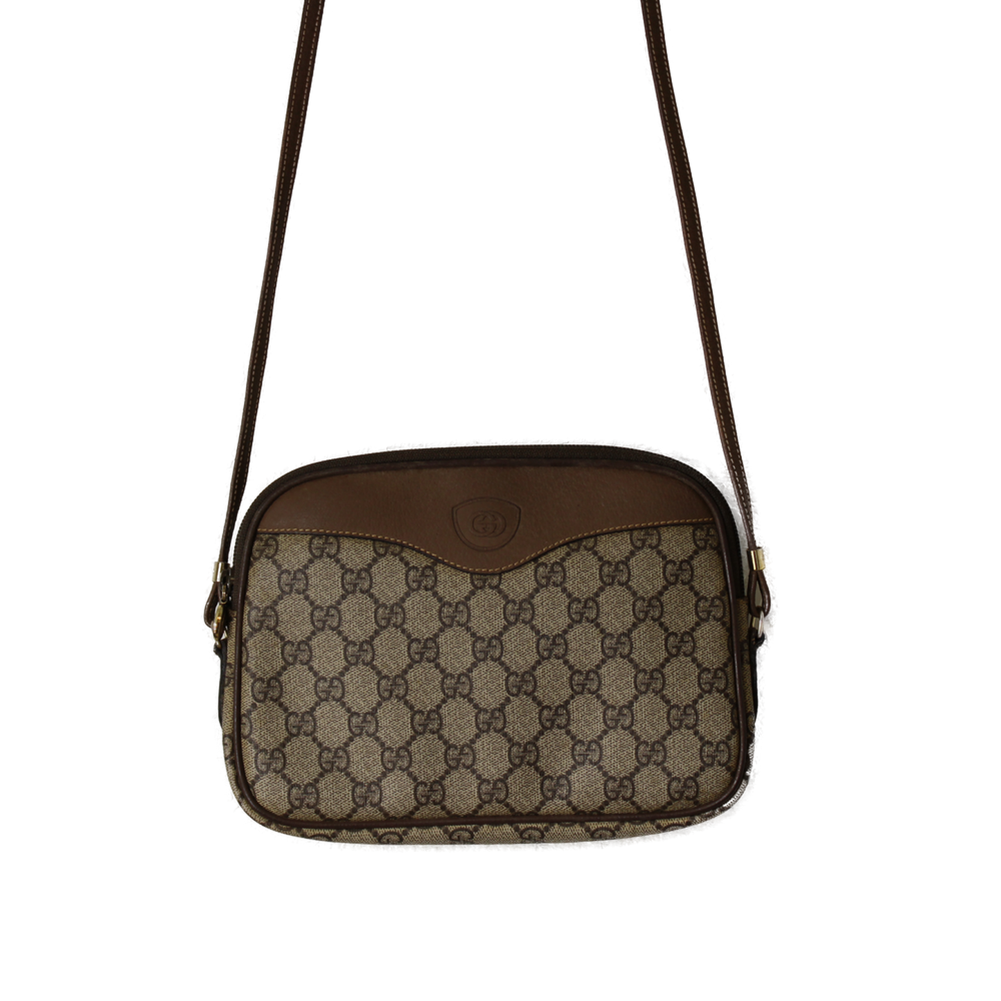 Gucci Ophidia GG Canvas Leather Trim Crossbody Bag ful view