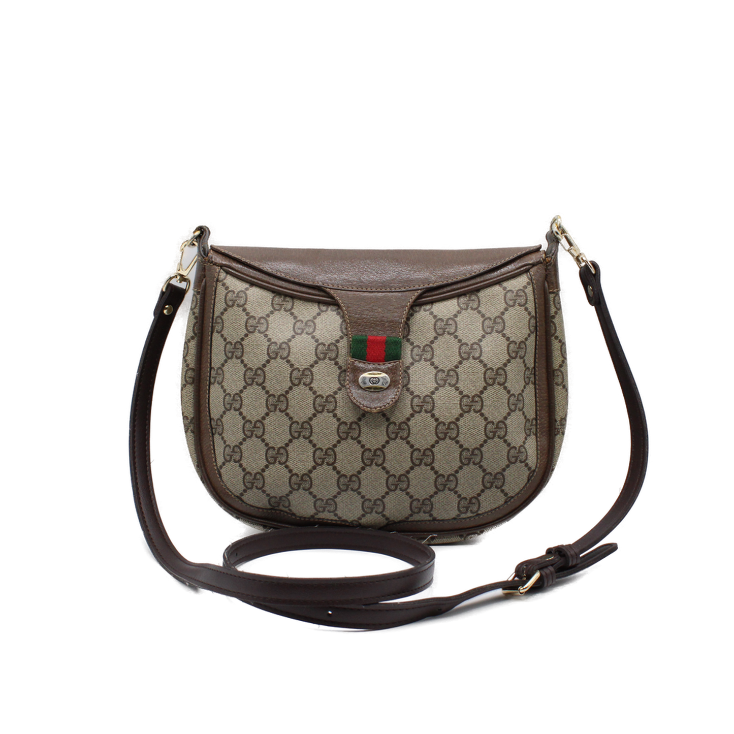 Gucci Supreme Ophidia Crossbody Flap Over Brown Bag