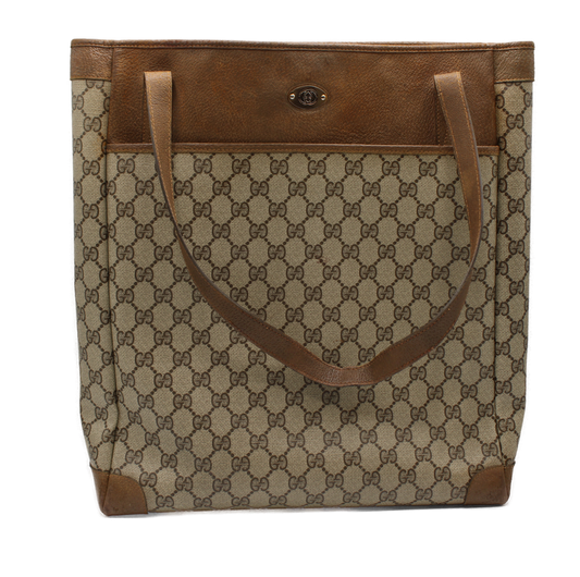 Gucci Tote Brown Supreme GG Monogram Canvas on Leather