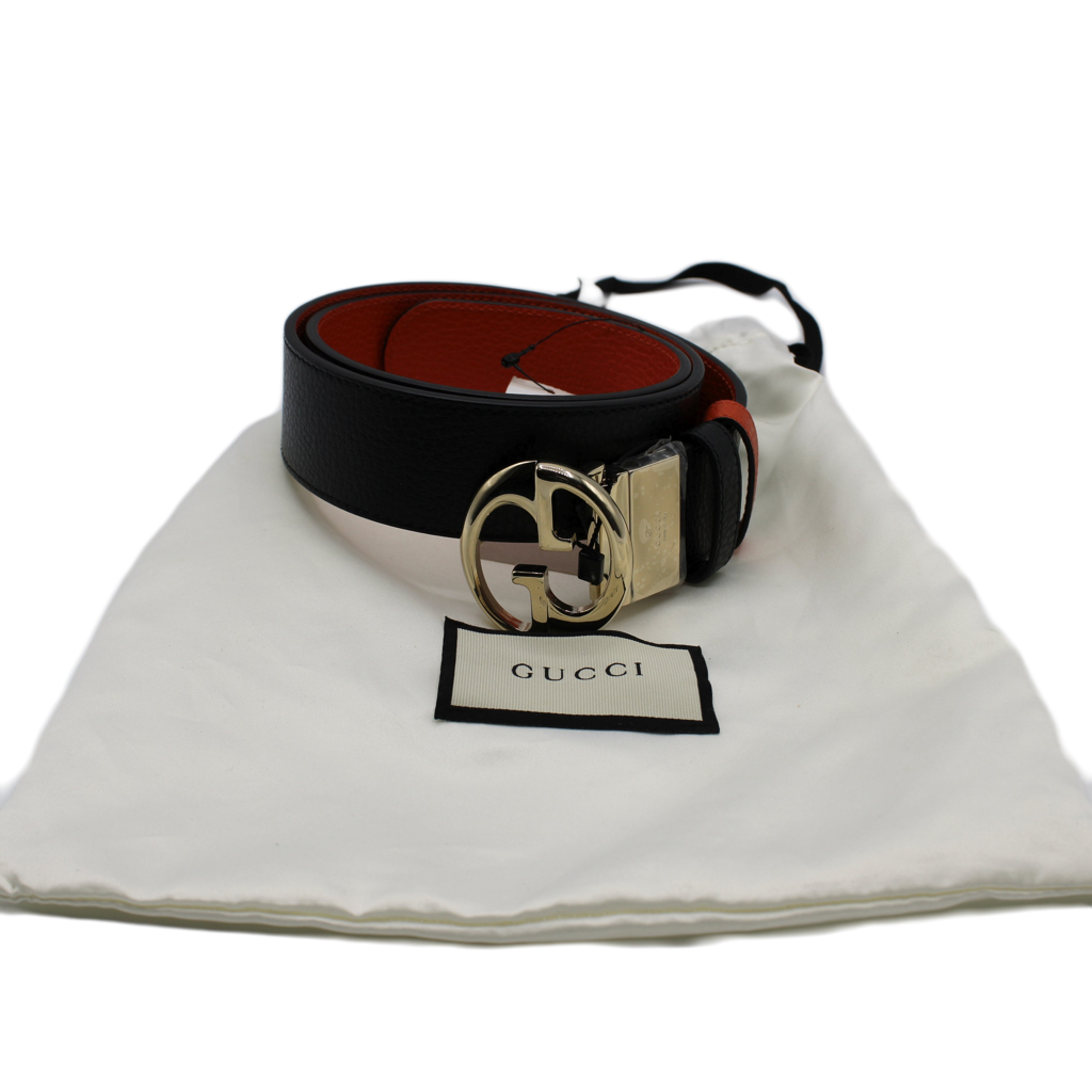 Gucci 1973 Reversible Belt Black Orange Calfskin Leather