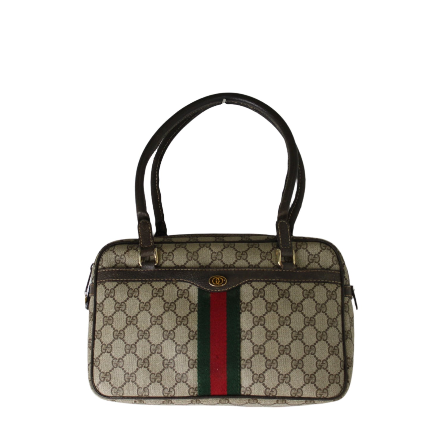 Gucci Beige Ophidia Boston Bag in GG Canvas and Leather