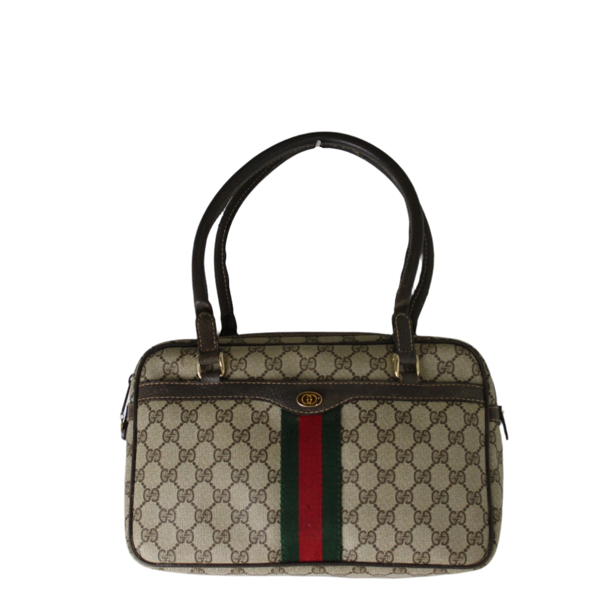 Gucci Beige Ophidia Boston Bag in GG Canvas and Leather