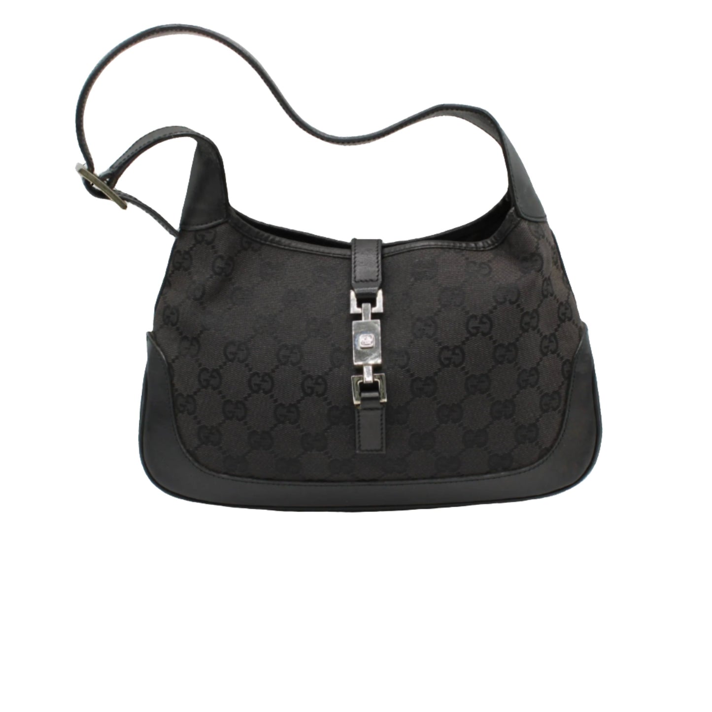 Gucci Black GG Canvas and Leather Small Jackie Hobo Bag