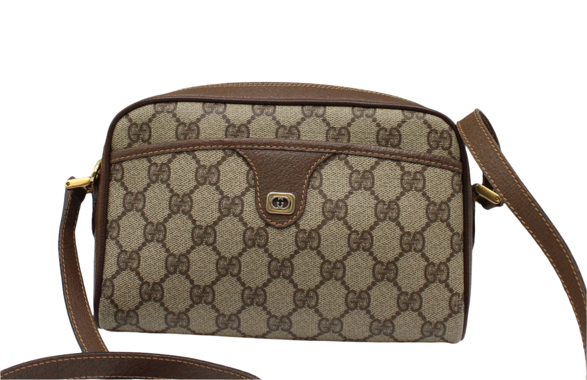 Gucci Brown GG Canvas Leather Ophidia Crossbody Bag