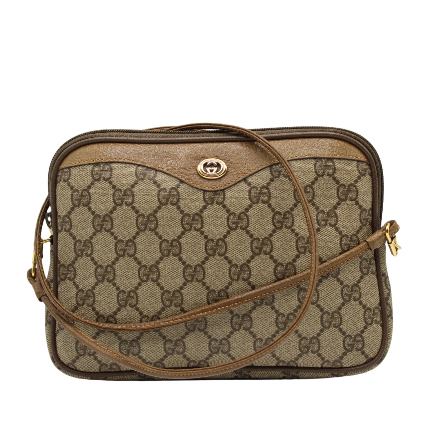 Gucci Brown GG Canvas and Leather Crossbody Bag