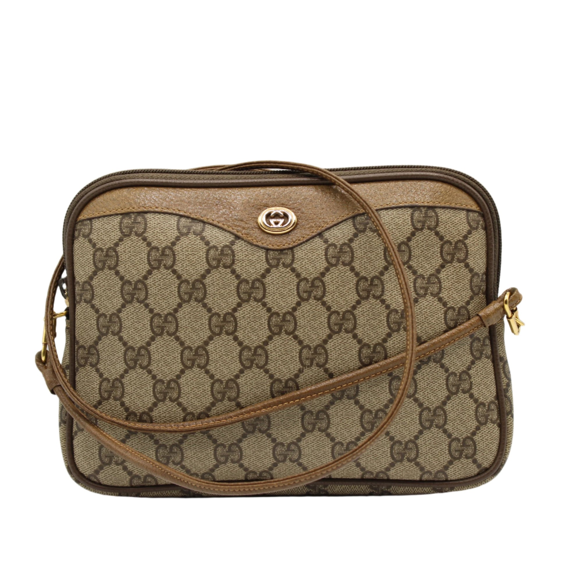 Gucci Brown GG Canvas and Leather Crossbody Bag