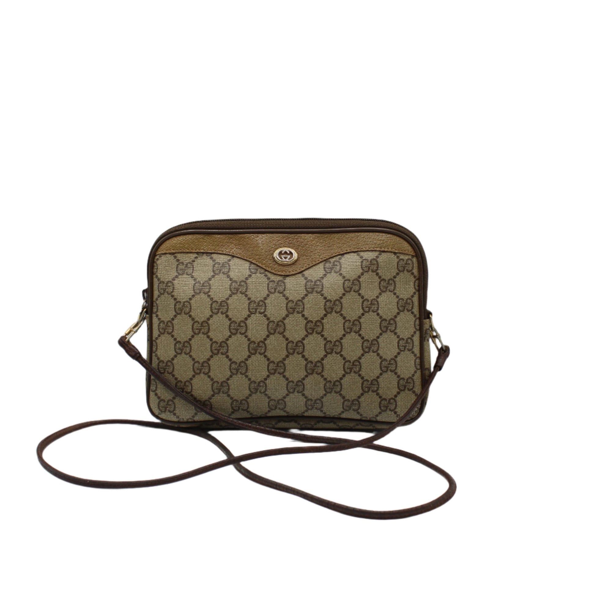 Gucci Brown GG Canvas and Leather Crossbody Pouch Bag