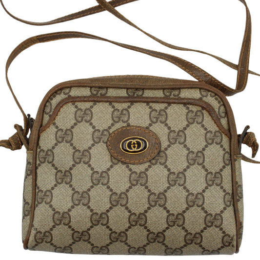 Gucci Brown GG Monogram Canvas Leather Mini Crossbody Bag
