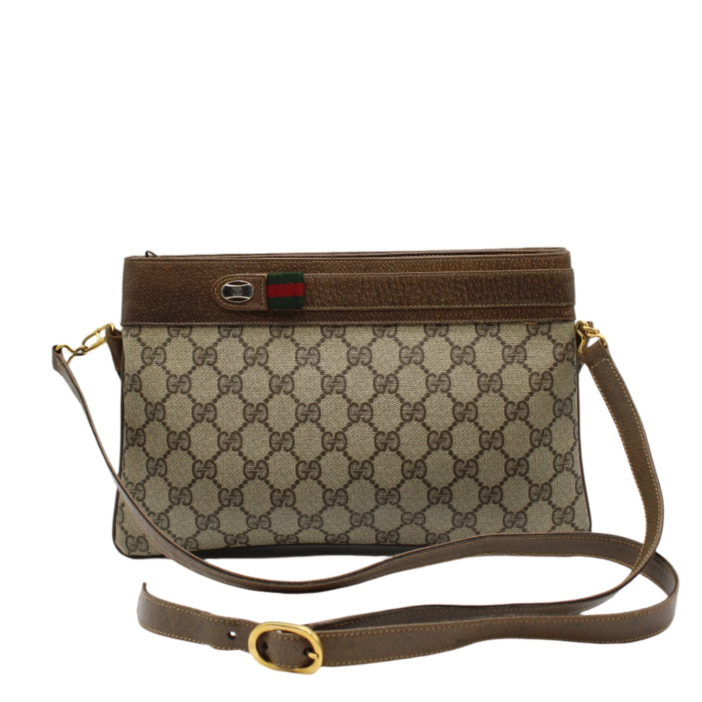 Gucci Brown GG Supreme Canvas Crossbody Bag Adjustable Strap
