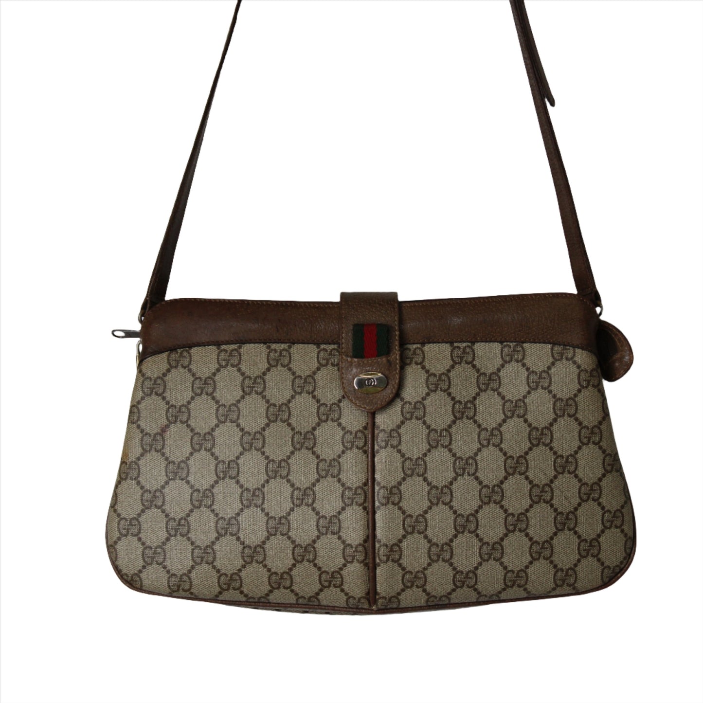 Gucci Brown Ophidia GG Supreme Monogram Leather Trim Crossbody Bag