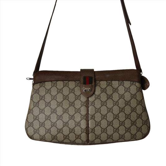 Gucci Brown Ophidia GG Supreme Monogram Leather Trim Crossbody Bag