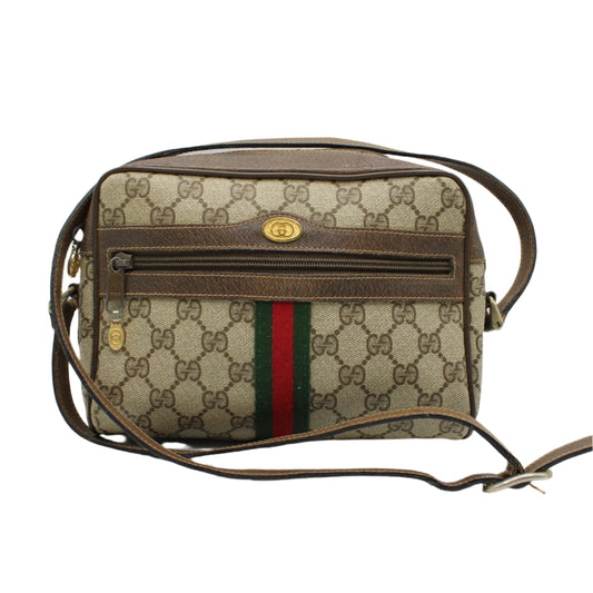 Gucci GG Brown Canvas Leather Supreme Ophidia Crossbody Bag