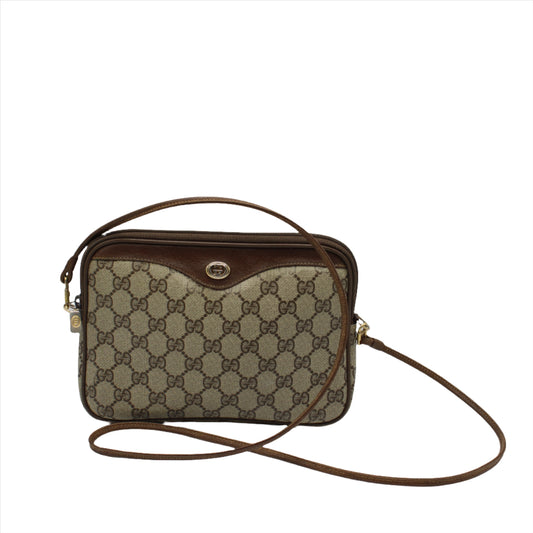 Gucci GG Ophidia Beige and Brown Leather Trim Crossbody Bag