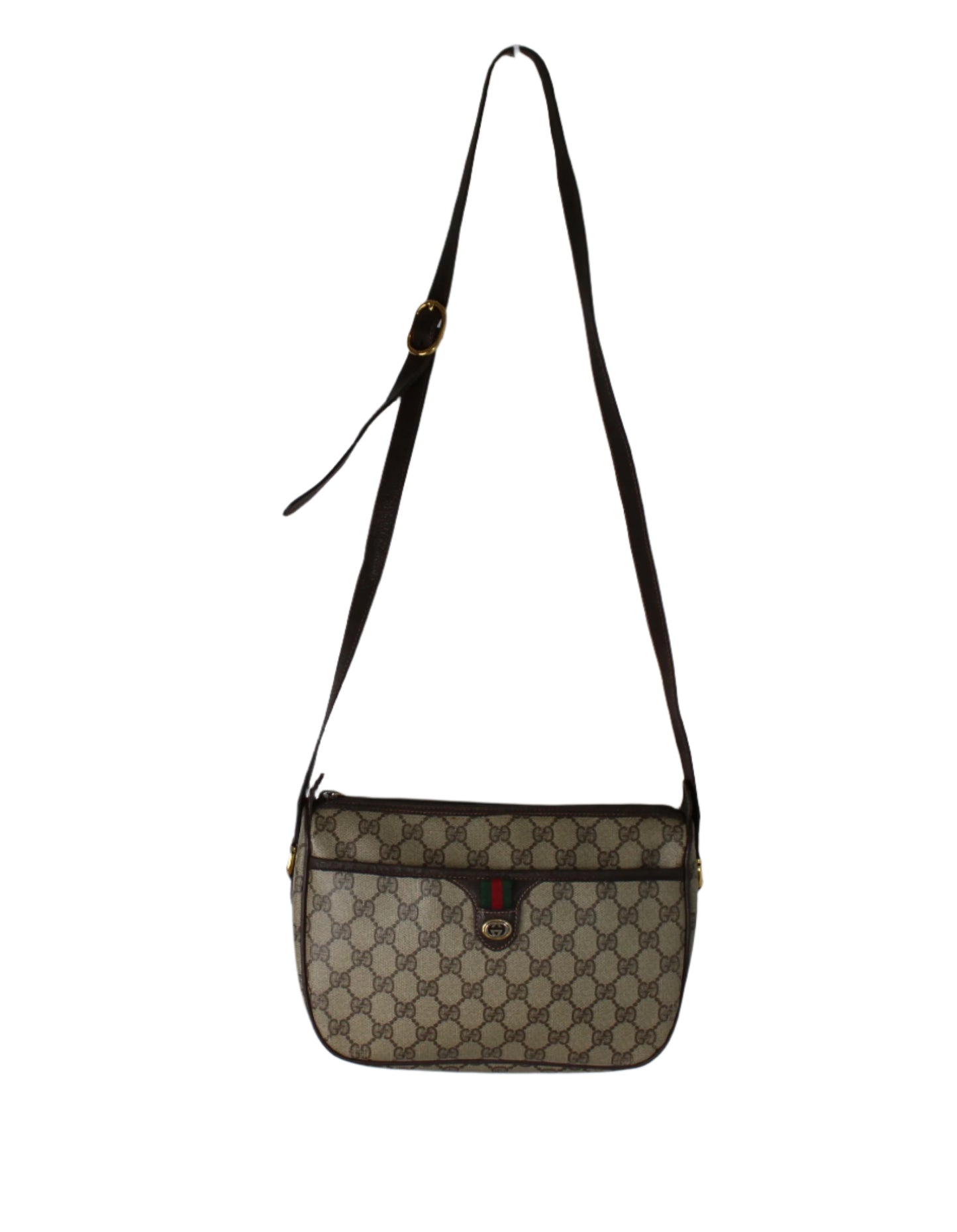 Gucci Ophidia GG Supreme Brown Monogram Canvas Crossbody Bag ful view