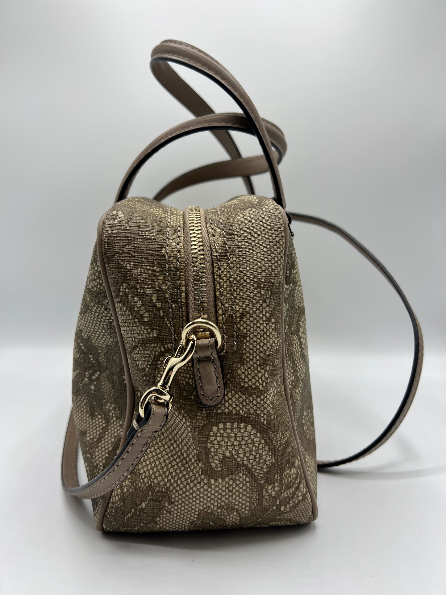 Valentino Garavani Beige Lace Overlay Crossbody Bag