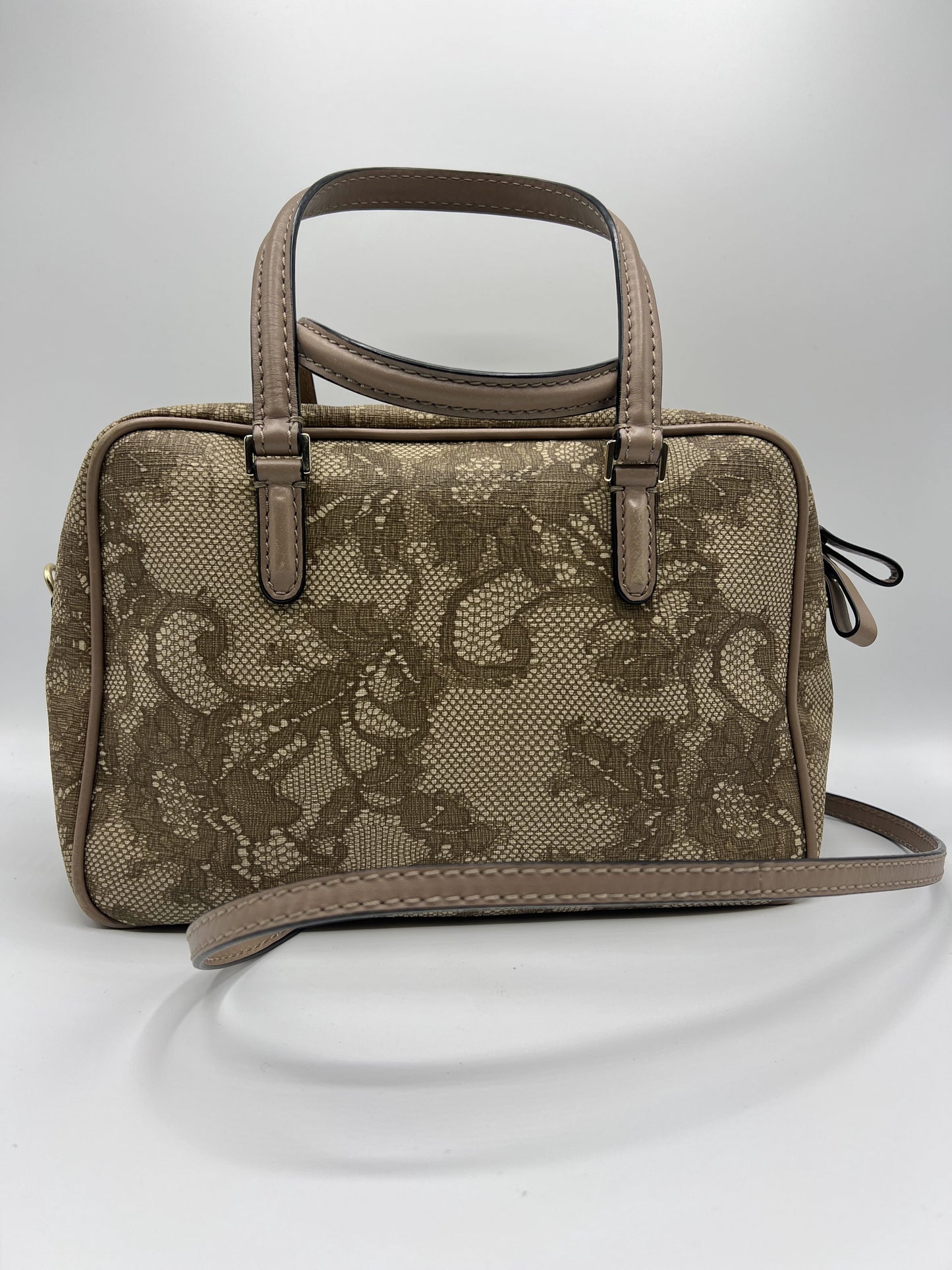 Valentino Garavani Beige Lace Overlay Crossbody Bag