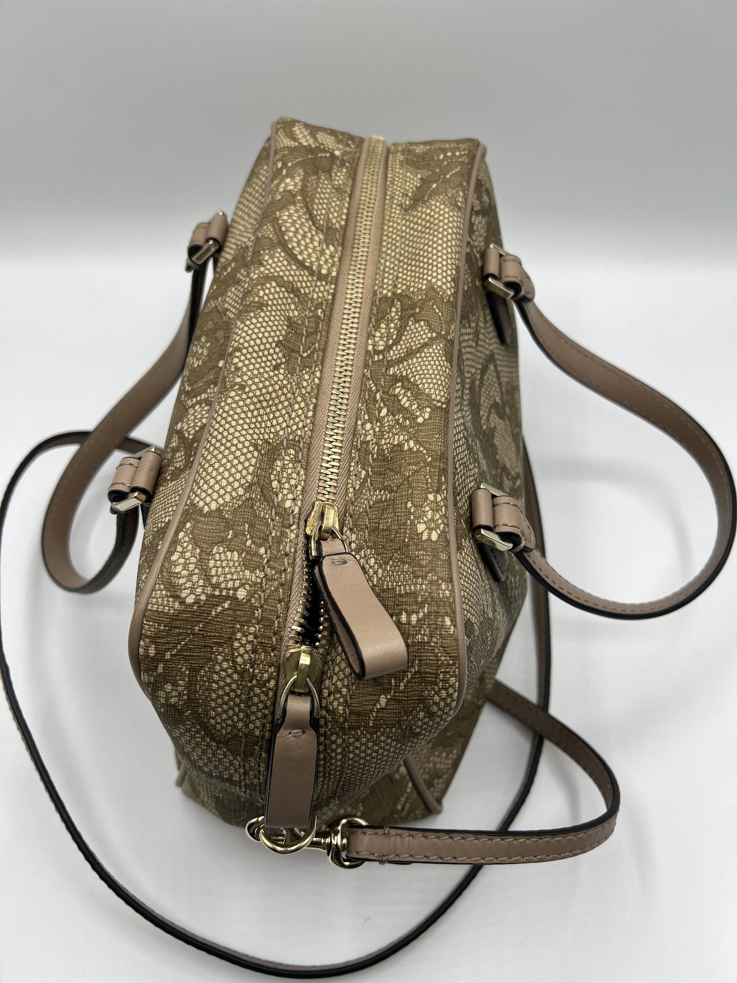 Valentino Garavani Beige Lace Overlay Crossbody Bag