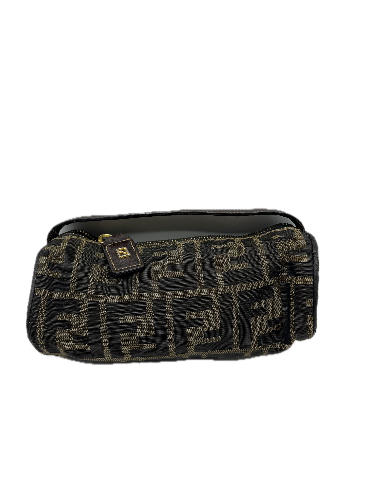 Fendi Zucca Brown Canvas Cylinder Mini Bag side view
