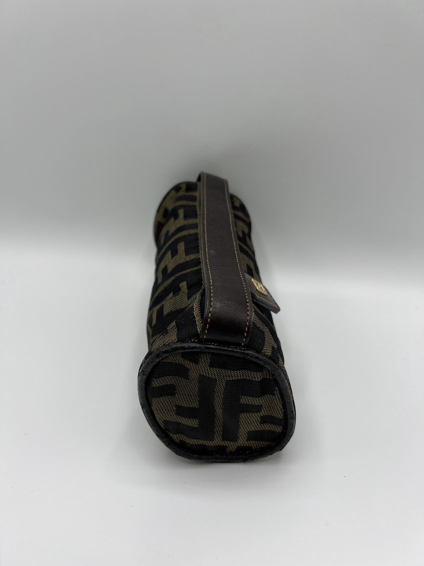 Fendi Bag Zucca Brown Canvas Cylinder Mini Vintage