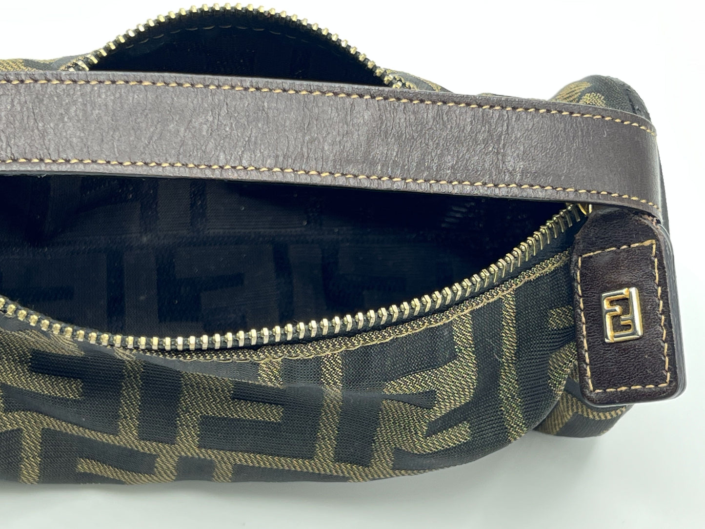 Fendi Bag Zucca Brown Canvas Cylinder Mini Vintage