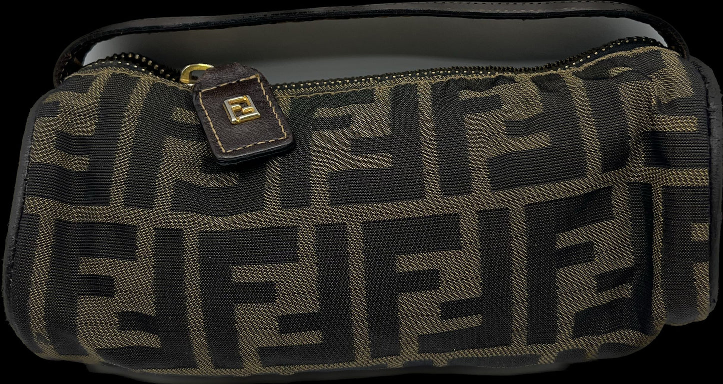 Fendi Bag Zucca Brown Canvas Cylinder Mini Vintage