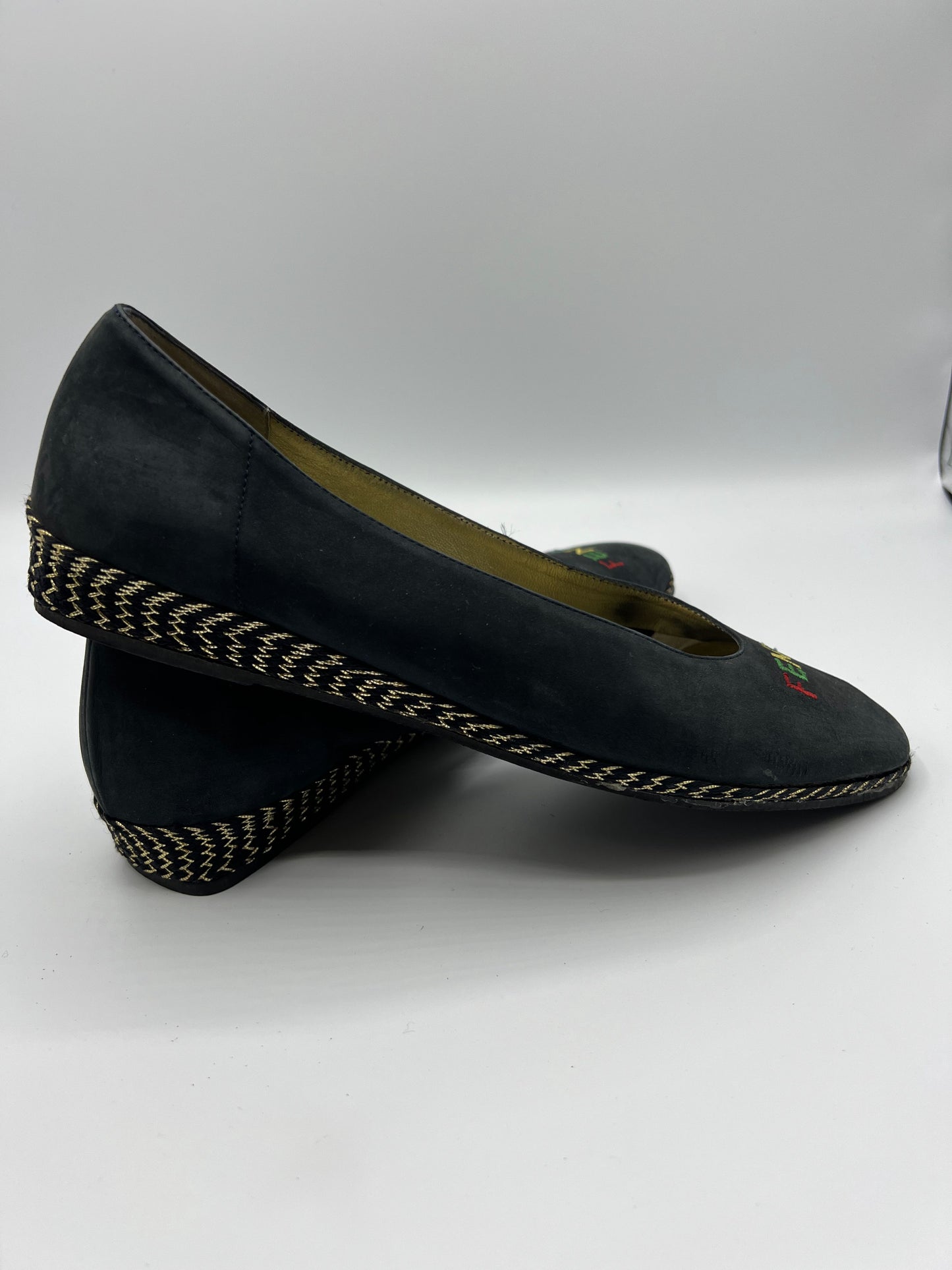 Fendi Blue Leather Espadrille Wedges Shoes