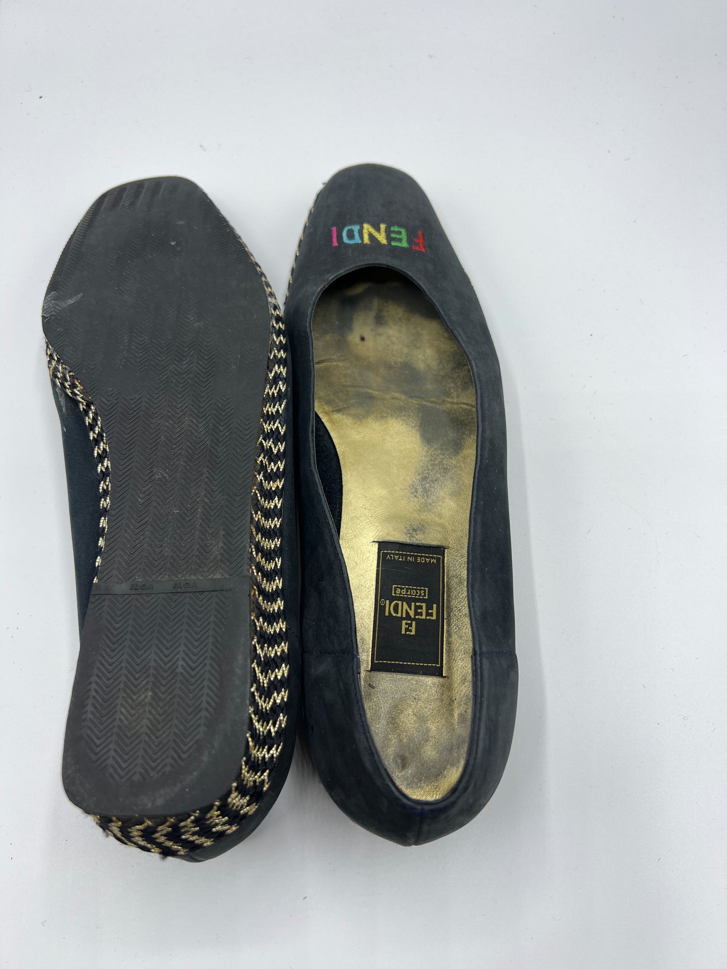 Fendi Blue Leather Espadrille Wedges Shoes