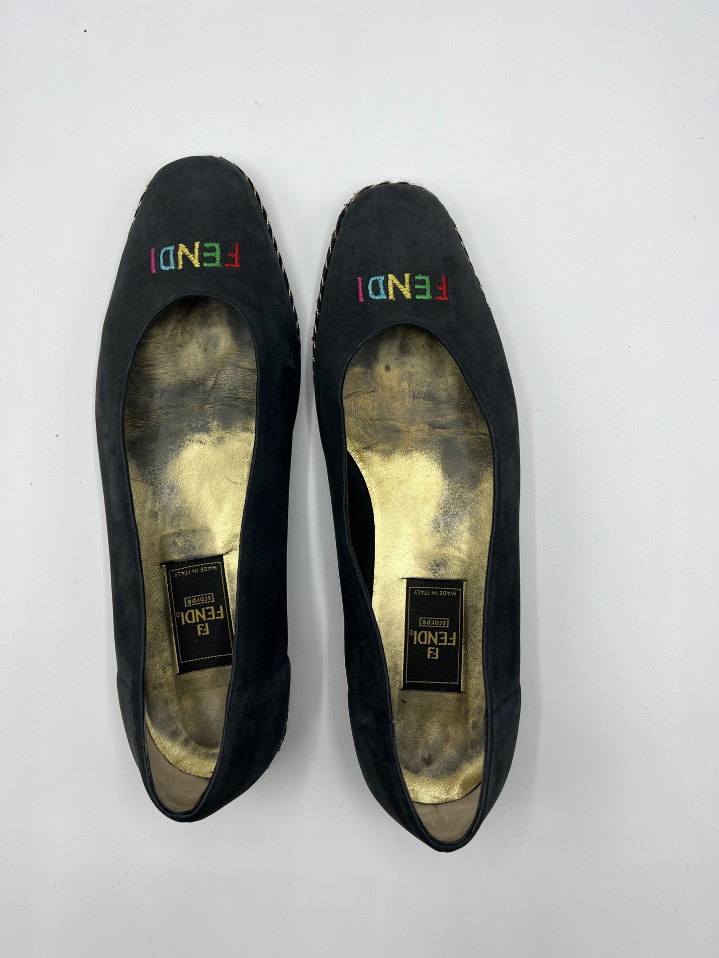 Fendi Blue Leather Espadrille Wedges Shoes