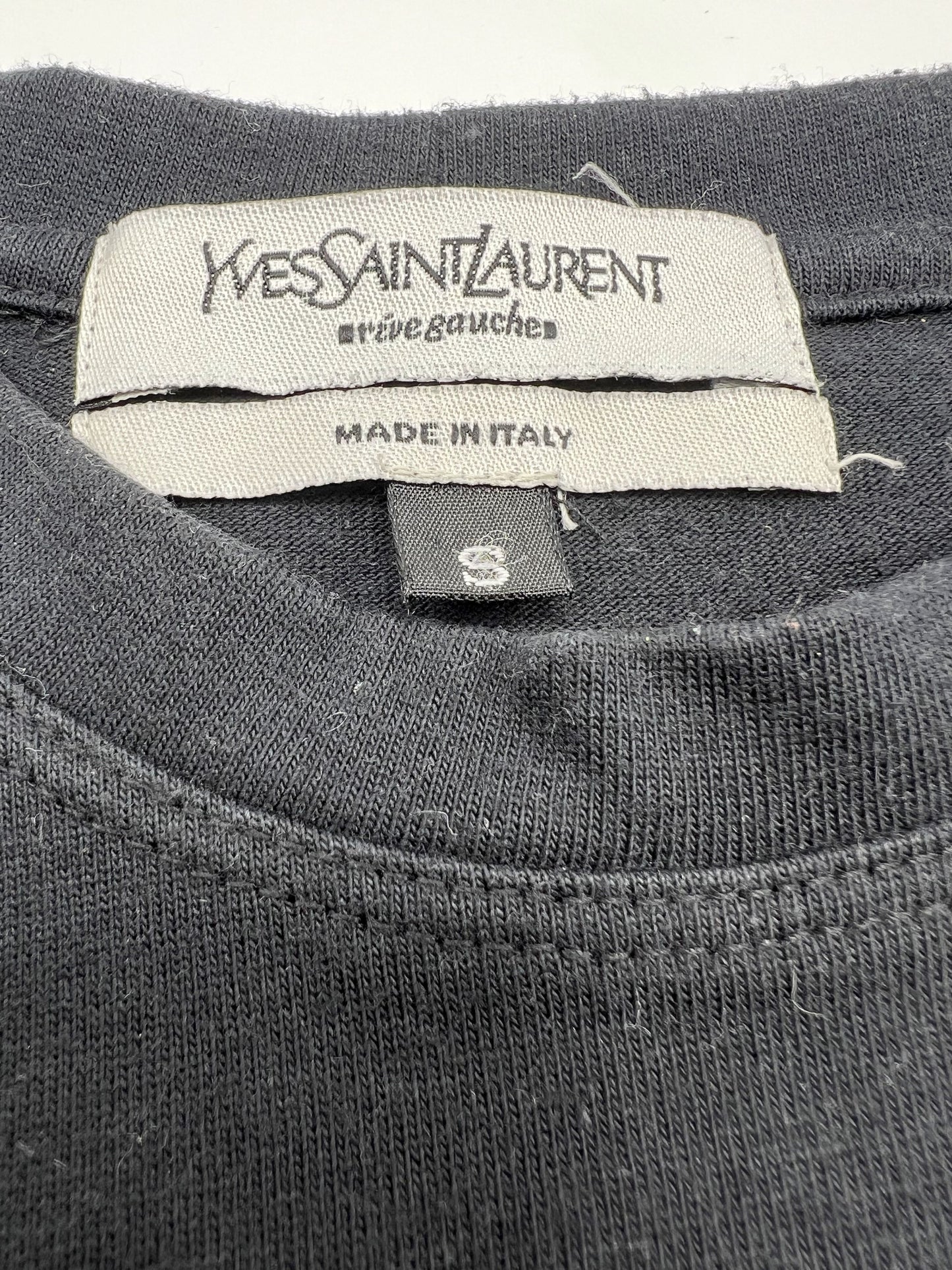 Yves Saint Laurent Black Cotton Long Sleeve YSL T-Shirt
