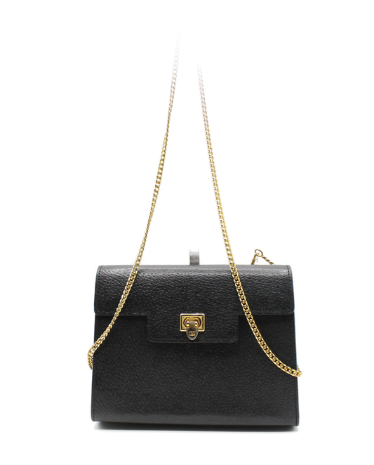 Valentino Garavani Bag All Over Chain Black Leather Crossbody on chain front view