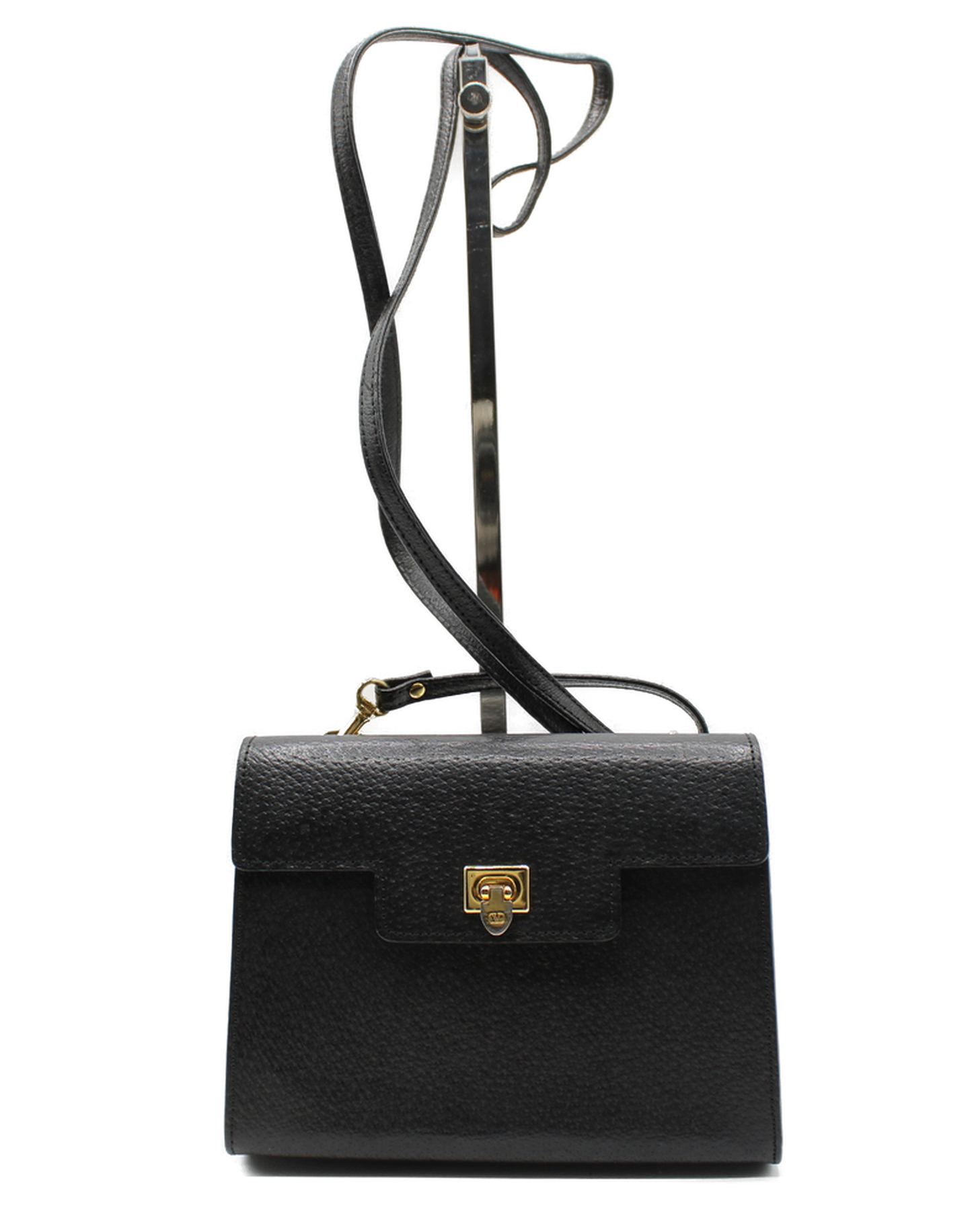 Valentino Garavani Bag All Over Chain Black Leather Crossbody on strap front view