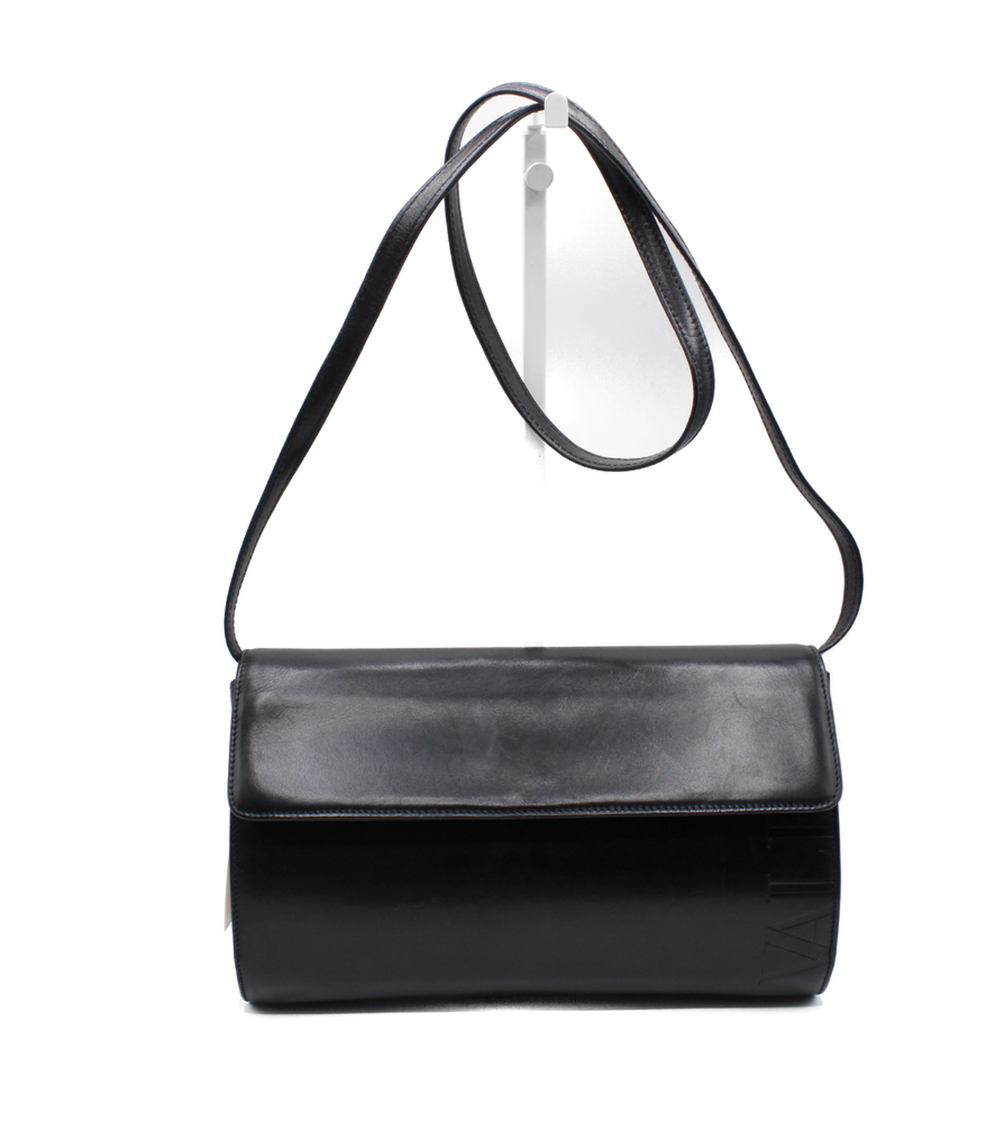 Valentino Garavani Classic Black Leather Convertible Crossbody Clutch Bag