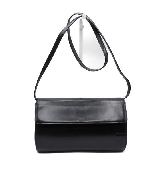 Valentino Garavani Classic Black Leather Convertible Crossbody Clutch Bag