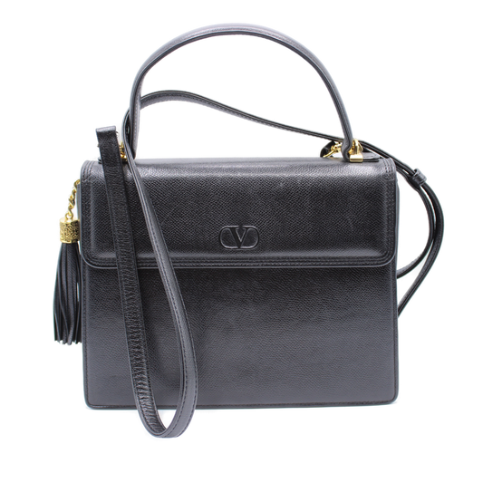 Valentino Garavani Classic Black Two-Way Kelly Crossbody Leather Bag