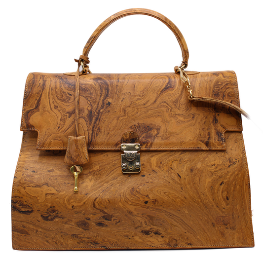 Valentino Garavani Marble Leather Crossbody Joy Lock Briefcase Bag front