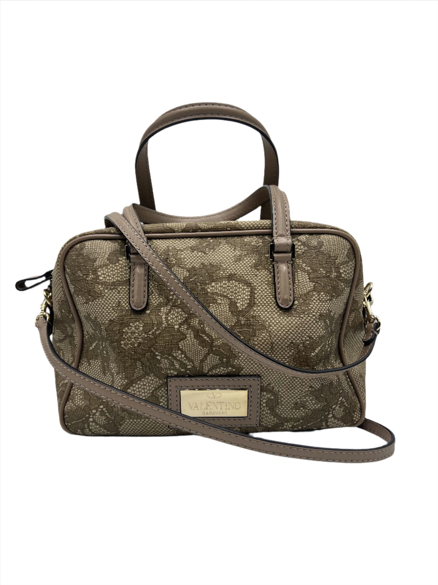 Valentino Garavani Beige Lace Overlay Crossbody Bag
