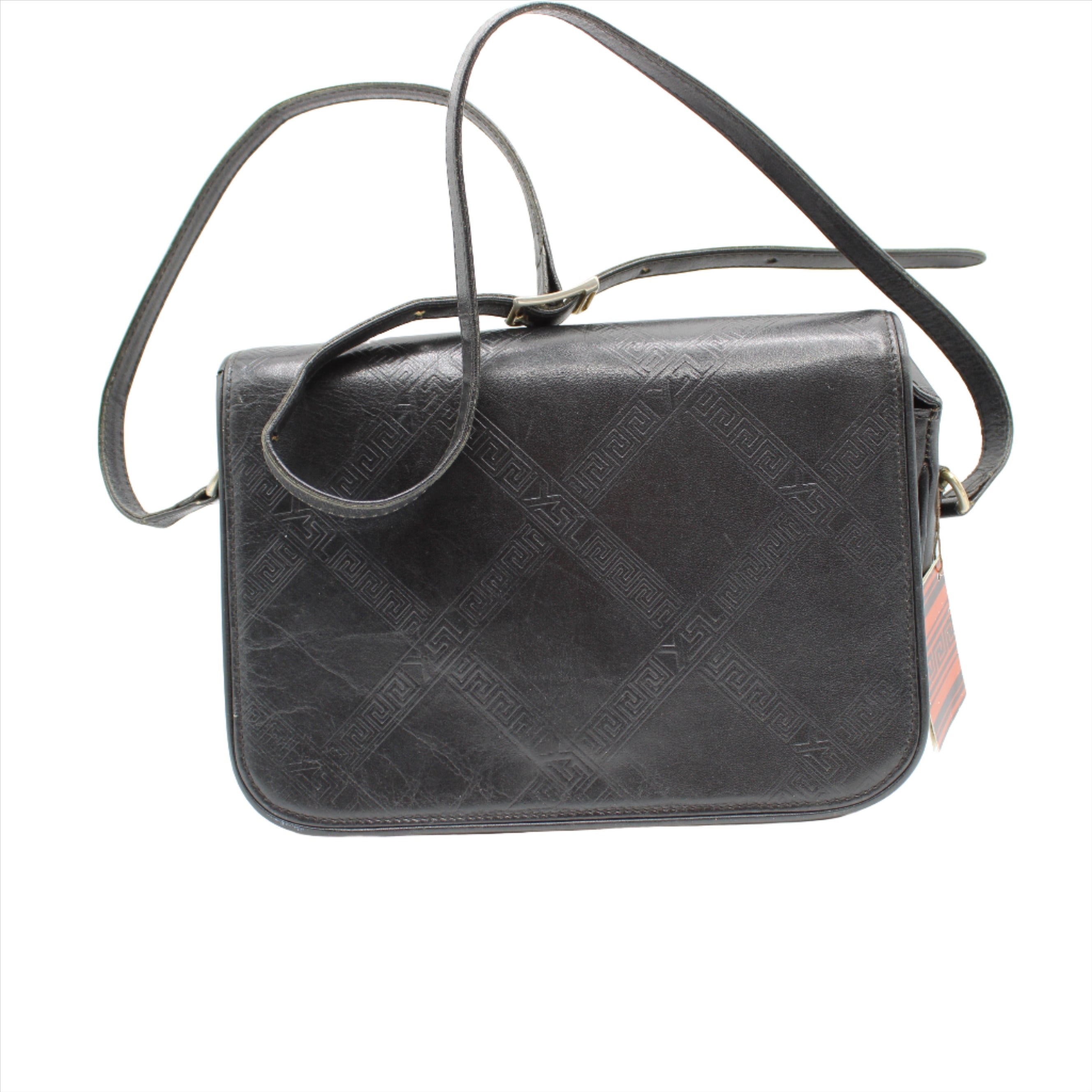 Yves Saint Laurent Black Embossed Leather Crossbody Bag