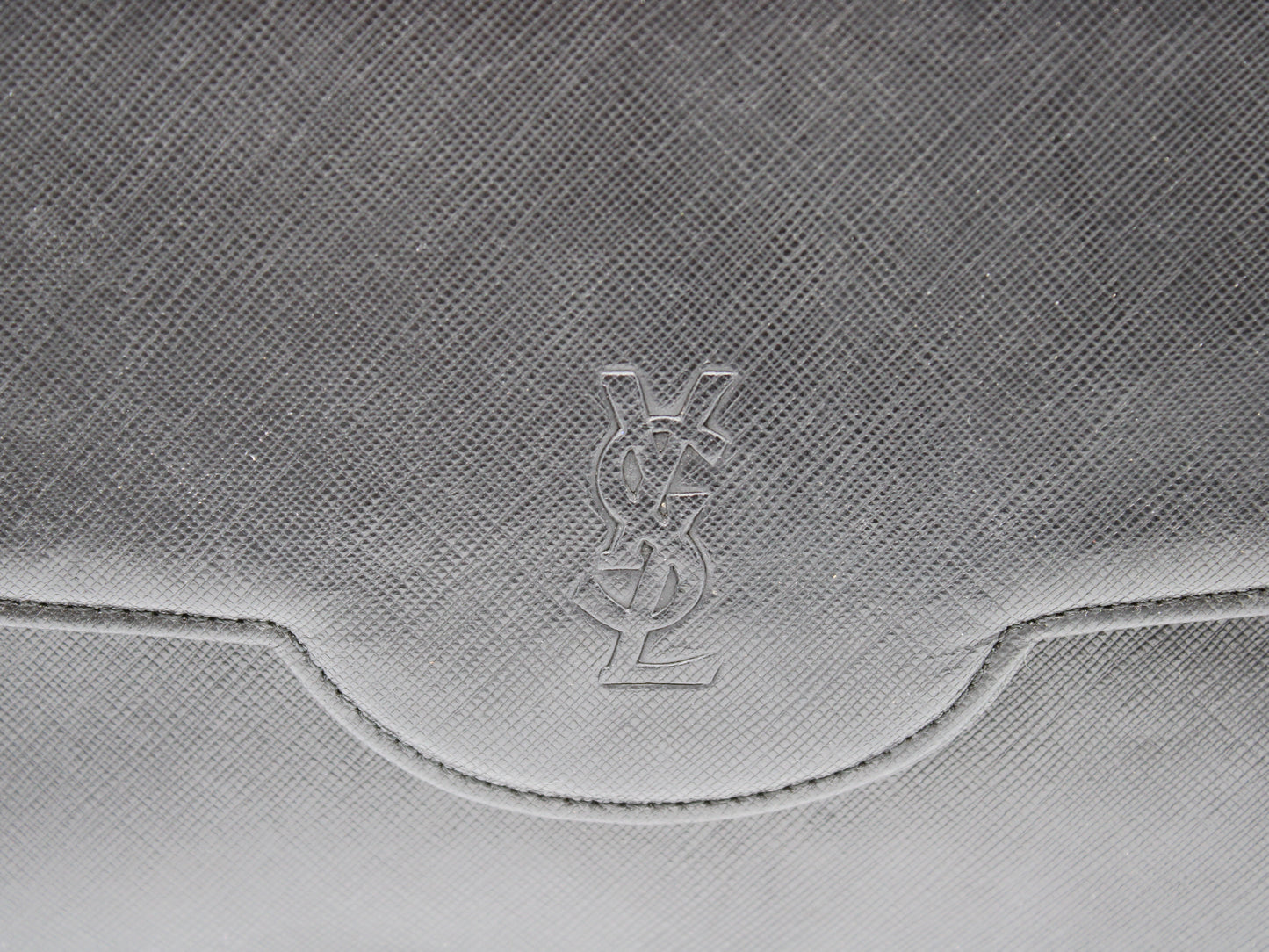 Yves Saint Laurent Black Leather Shoulder Bag Logo