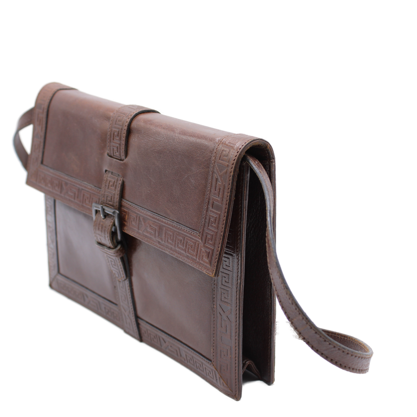 Yves Saint Laurent Brown Embossed Leather LouLou Crossbody Bag size view