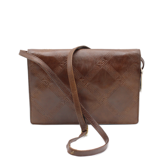 Yves Saint Laurent Brown Leather Embossed Crossbody Bag