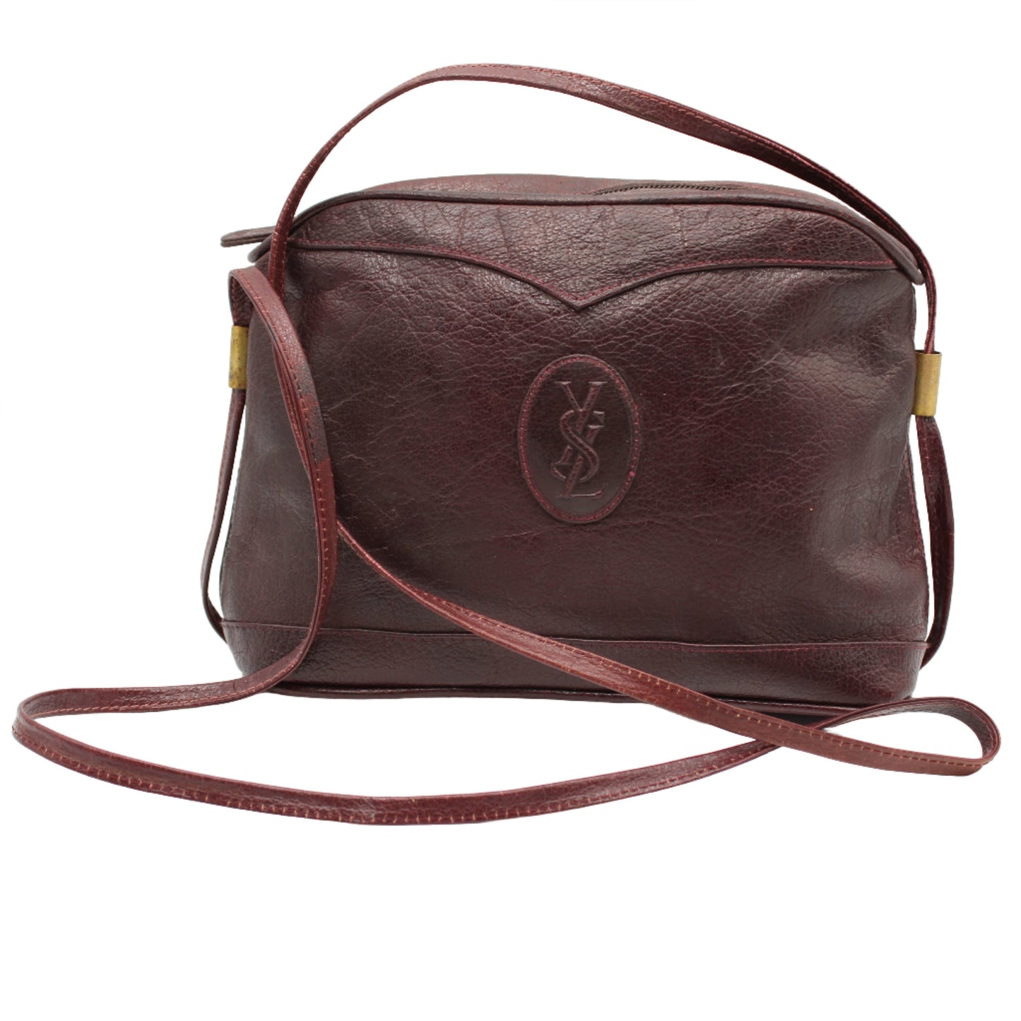 Yves Saint Laurent Burgundy Leather Crossbody Bag