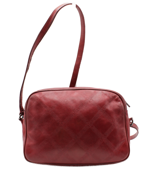 Yves Saint Laurent Chyc Red Embossed Leather Crossbody Bag front open