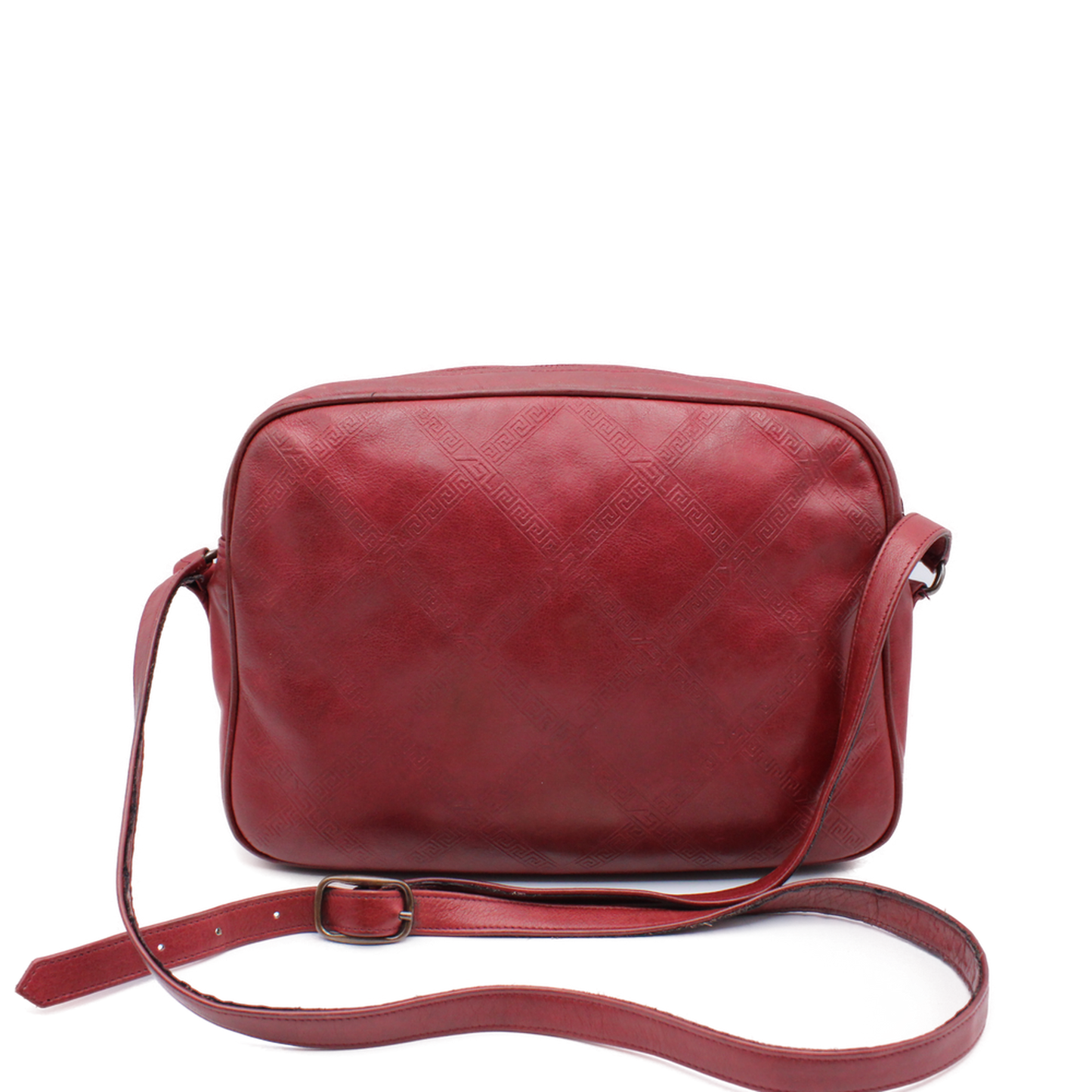 Yves Saint Laurent Red Embossed Leather Crossbody Bag Front view