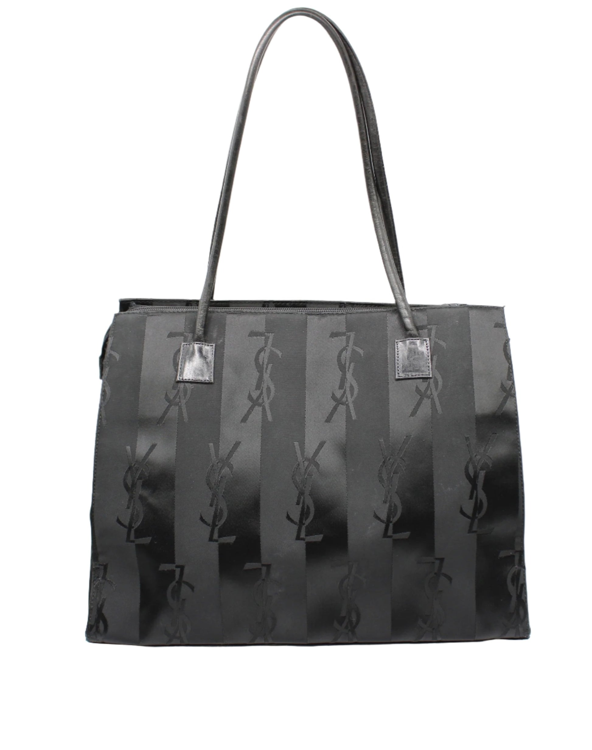 Yves Saint Laurent Black Canvas Logo Tote Bag