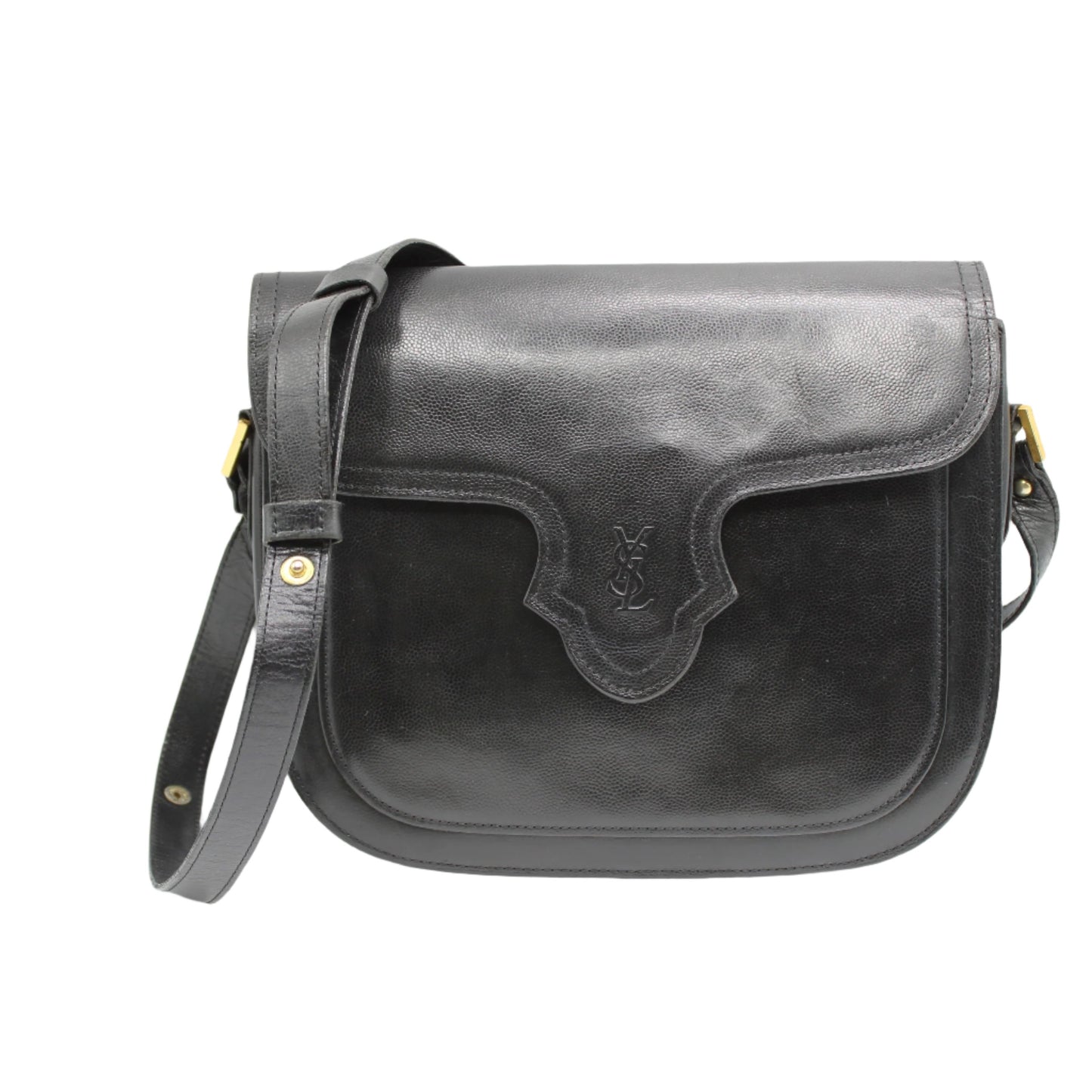 Yves Saint Laurent Black Leather Crossbody Bag Adjustable Strap